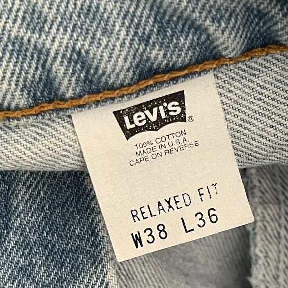 Vintage 90s Levis Relaxed Fit Jeans Orange Tab 38x36 Waist 37 Blue USA - Picture 7 of 9